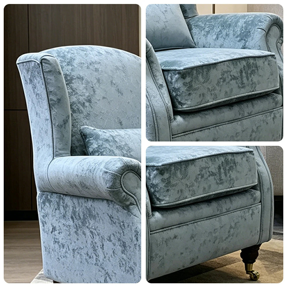 LIVARA Vintage Single Sofa Chair with High Back and High-density Sponge Cushion for Living Room Study and Bedroom - Light Blue