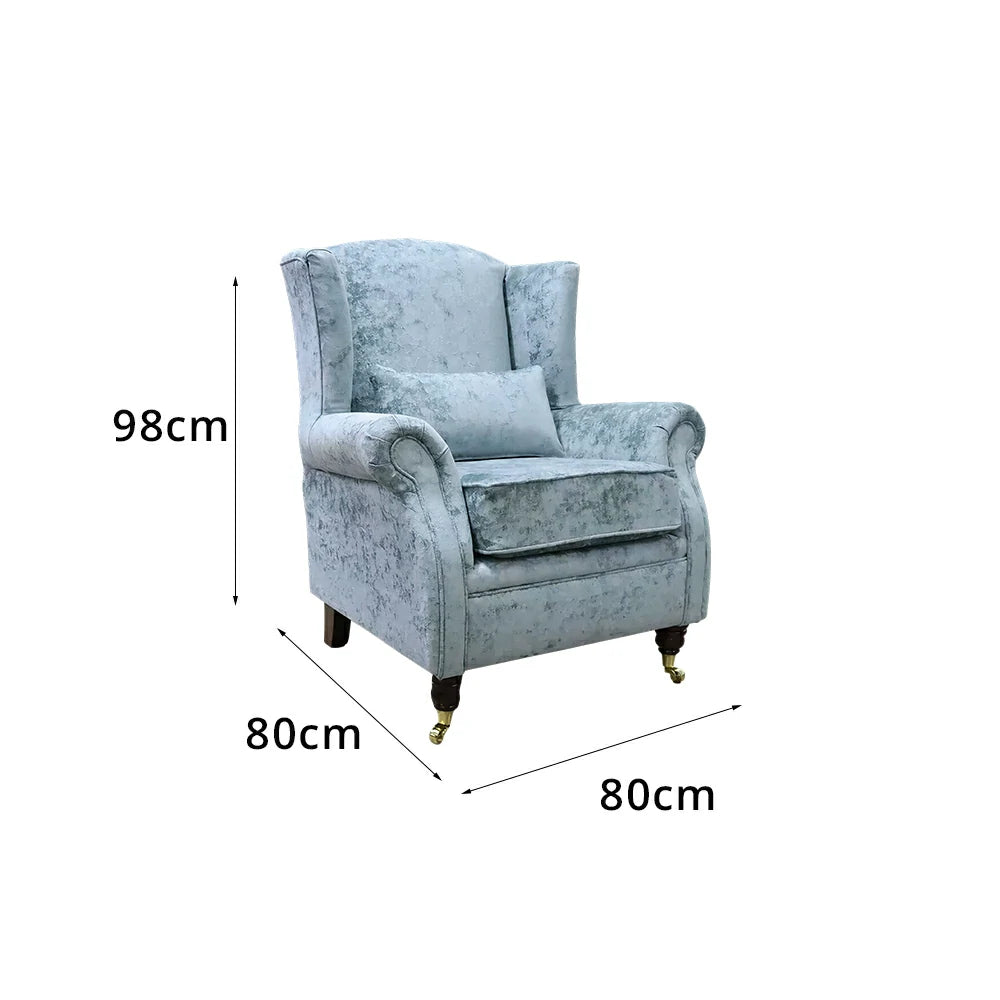 LIVARA Vintage Single Sofa Chair with High Back and High-density Sponge Cushion for Living Room Study and Bedroom - Light Blue