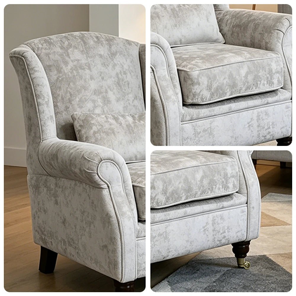 LIVARA Vintage Single Sofa Chair with High Back and High-density Sponge Cushion for Living Room Study and Bedroom - Light Grey