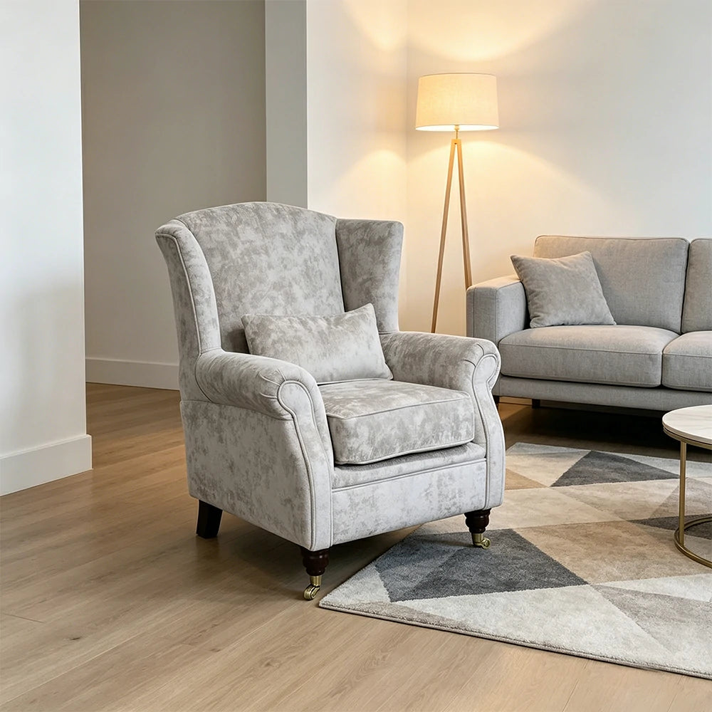 LIVARA Vintage Single Sofa Chair with High Back and High-density Sponge Cushion for Living Room Study and Bedroom - Light Grey