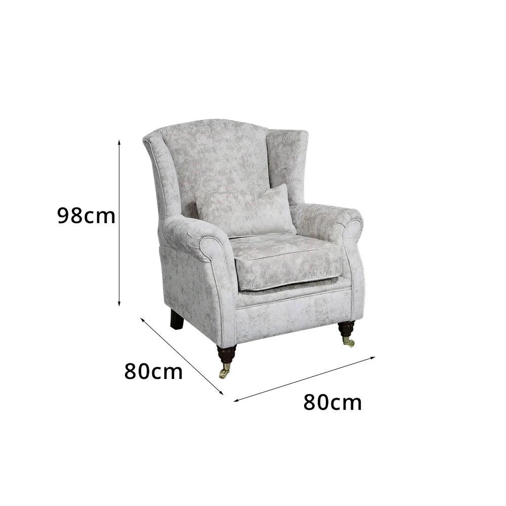 LIVARA Vintage Single Sofa Chair with High Back and High-density Sponge Cushion for Living Room Study and Bedroom - Light Grey