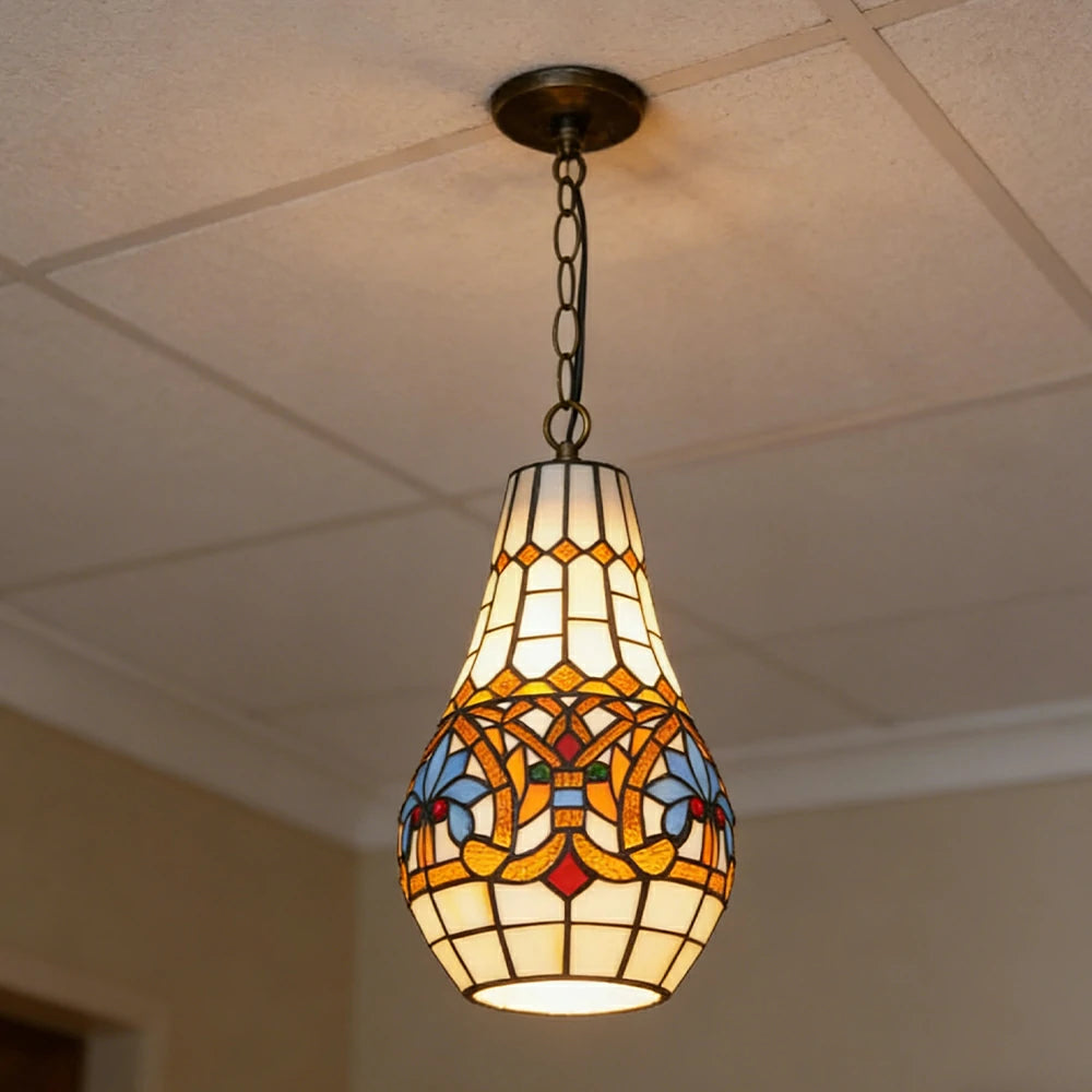 LIVARA Heart Pattern Stained Glass Pendant Light Soft Ambient Lighting Adjustable Chain Design Dining Living Room Bedroom Hallway