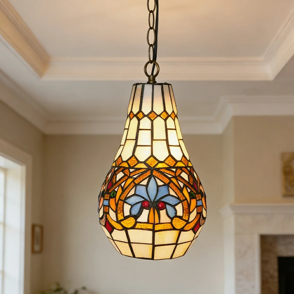 LIVARA Heart Pattern Stained Glass Pendant Light Soft Ambient Lighting Adjustable Chain Design Dining Living Room Bedroom Hallway