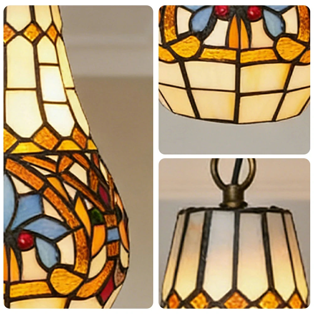 LIVARA Heart Pattern Stained Glass Pendant Light Soft Ambient Lighting Adjustable Chain Design Dining Living Room Bedroom Hallway