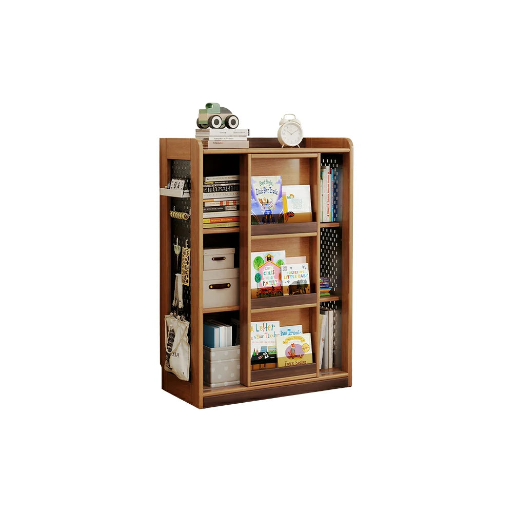 LIVARA 3-Tier Kids Picture Book Storage Cabinet with Pegboard and Sliding Bookshelf for Children's Room and Study