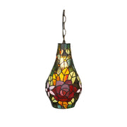 LIVARA Rose Pattern Stained Glass Pendant Light Soft Ambient Lighting Adjustable Chain Design Dining Living Room Bedroom Hallway