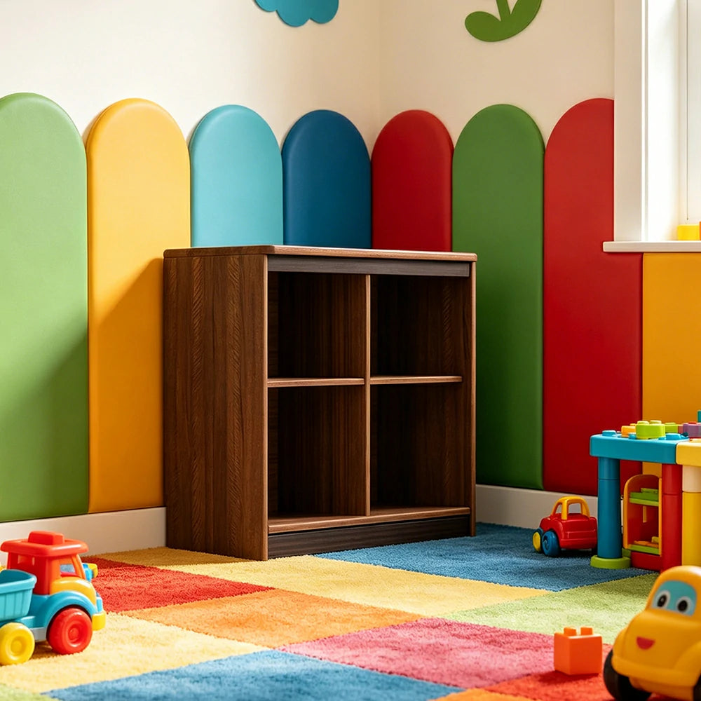 LIVARA Kids Storage Cabinet with Open Bookshelf and Rounded Safety Design 87.3cm for Children's Room and Playroom