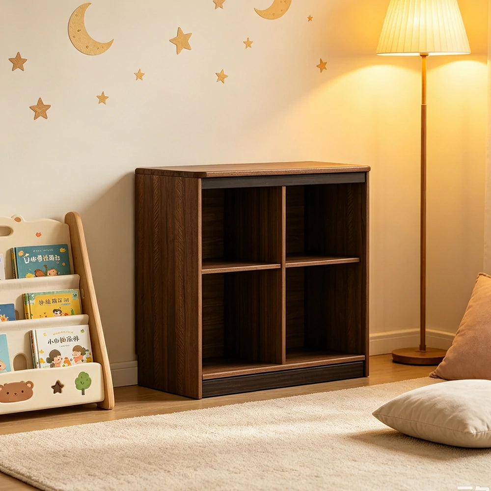 LIVARA Kids Storage Cabinet with Open Bookshelf and Rounded Safety Design 87.3cm for Children's Room and Playroom