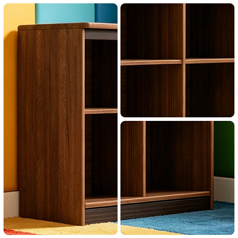 LIVARA Kids Storage Cabinet with Open Bookshelf and Rounded Safety Design 87.3cm for Children's Room and Playroom