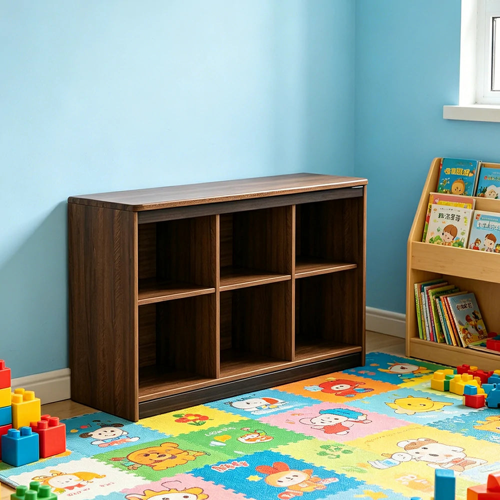 LIVARA Kids Storage Cabinet with Open Bookshelf and Rounded Safety Design 129.6cm for Children's Room and Playroom