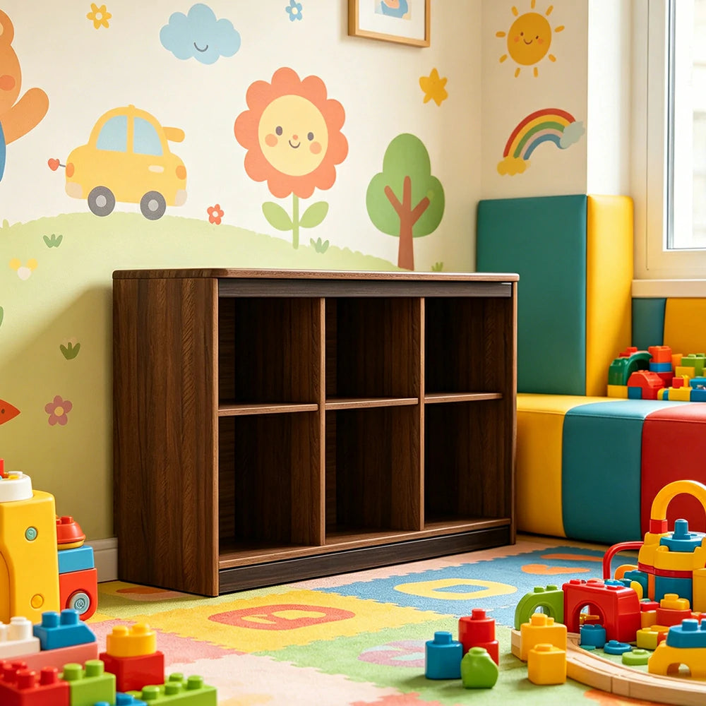 LIVARA Kids Storage Cabinet with Open Bookshelf and Rounded Safety Design 129.6cm for Children's Room and Playroom