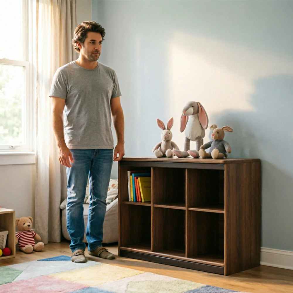 LIVARA Kids Storage Cabinet with Open Bookshelf and Rounded Safety Design 129.6cm for Children's Room and Playroom