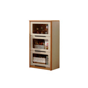 LIVARA 3-Tier Flip Door Solid Wood Bookcase with Cherry Wood Frame for Kids Room Study and Reading Space