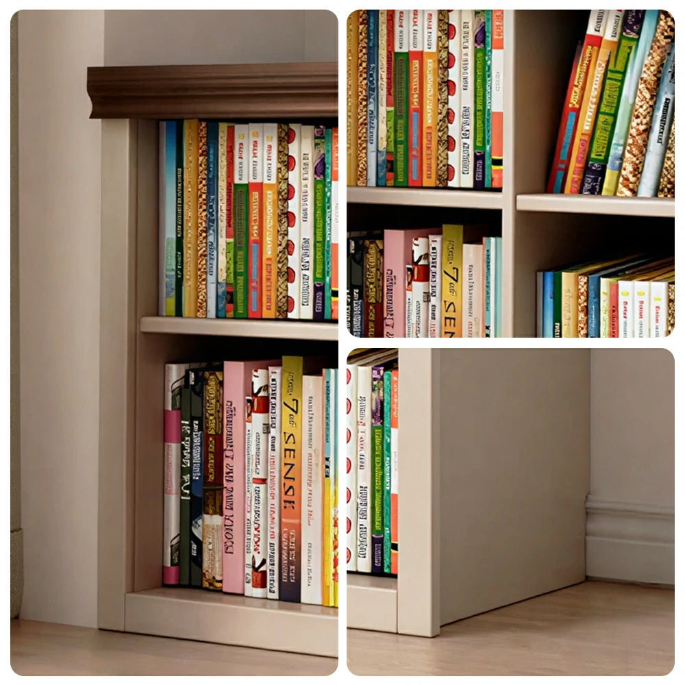 LIVARA 2-Column Solid Wood Storage Bookcase with Open Shelves and Spacious Desktop for Kids Room and Study