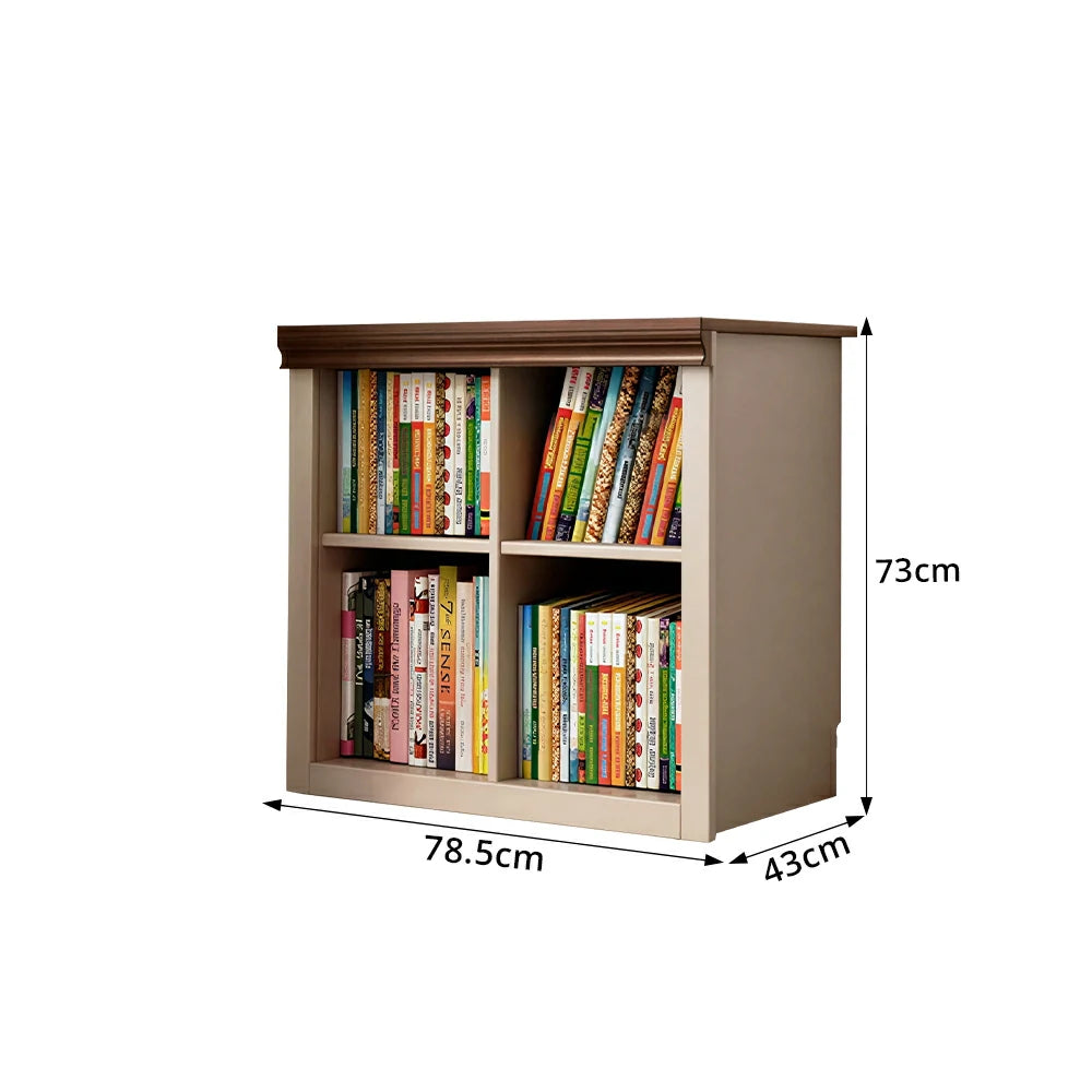 LIVARA 2-Column Solid Wood Storage Bookcase with Open Shelves and Spacious Desktop for Kids Room and Study