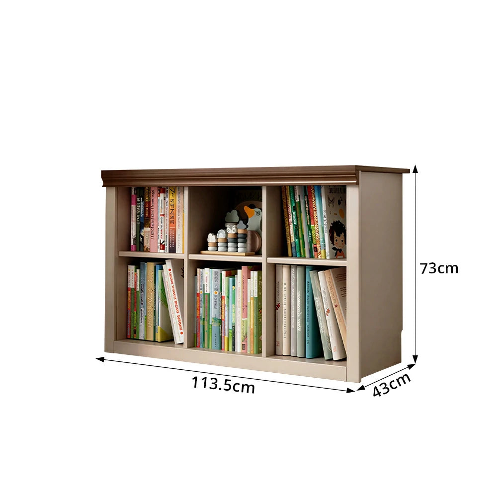 LIVARA 3-Column Solid Wood Storage Bookcase with Open Shelves and Spacious Desktop for Kids Room and Study