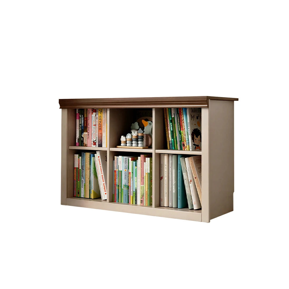 LIVARA 3-Column Solid Wood Storage Bookcase with Open Shelves and Spacious Desktop for Kids Room and Study