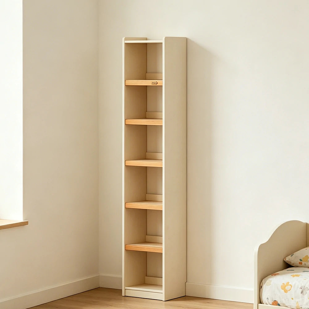 LIVARA 40cm Slim Solid Wood Bookshelf with Open Shelves and No Back Panel for Study Bedroom and Small Spaces
