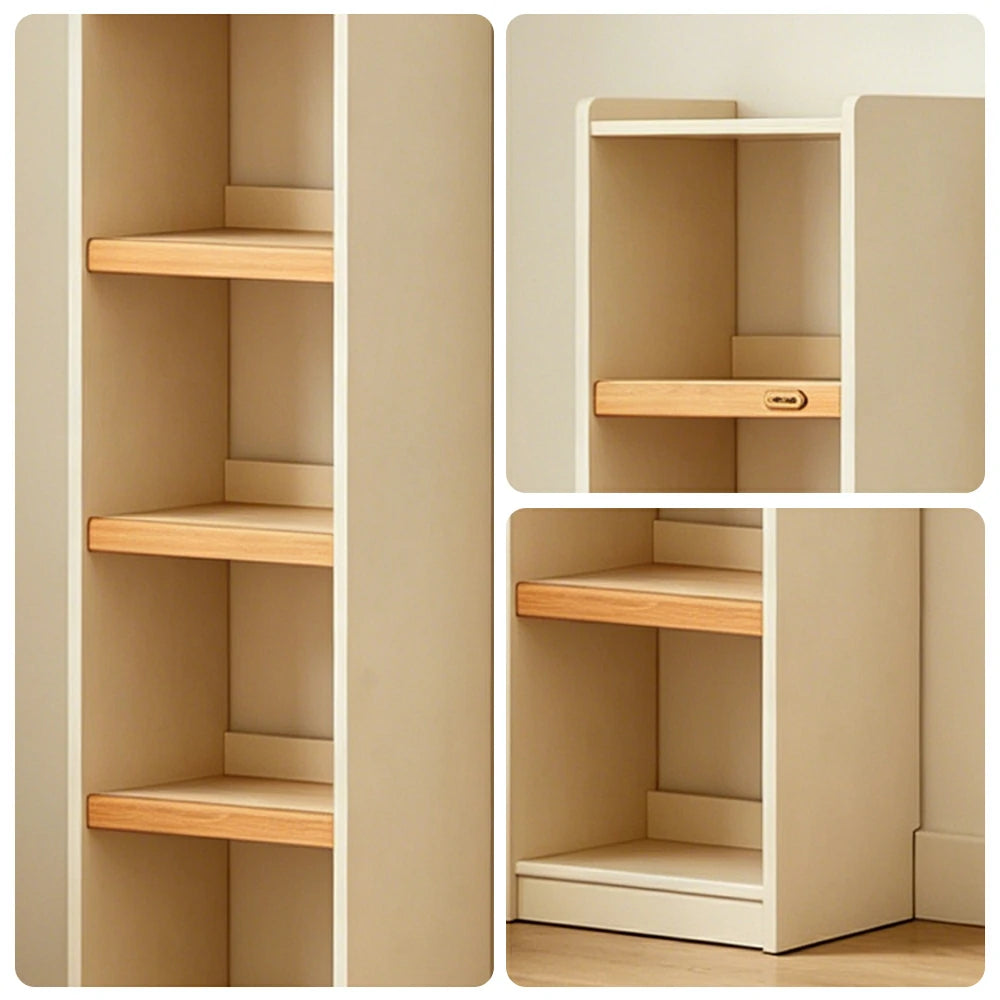 LIVARA 40cm Slim Solid Wood Bookshelf with Open Shelves and No Back Panel for Study Bedroom and Small Spaces