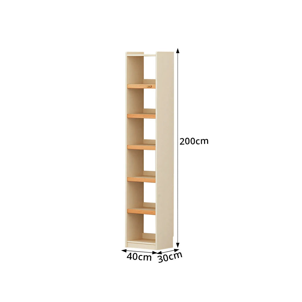 LIVARA 40cm Slim Solid Wood Bookshelf with Open Shelves and No Back Panel for Study Bedroom and Small Spaces