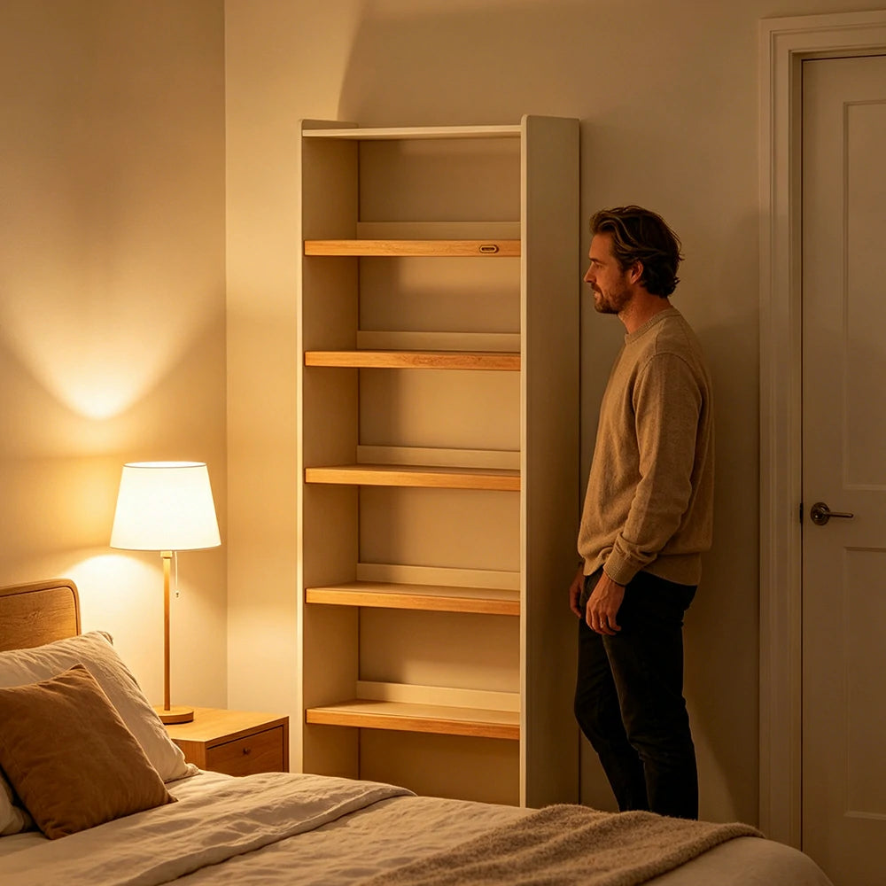 LIVARA 80cm Slim Solid Wood Bookshelf with Open Shelves and No Back Panel for Study Bedroom and Small Spaces