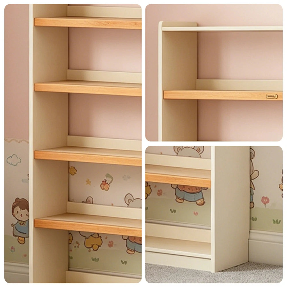 LIVARA 80cm Slim Solid Wood Bookshelf with Open Shelves and No Back Panel for Study Bedroom and Small Spaces
