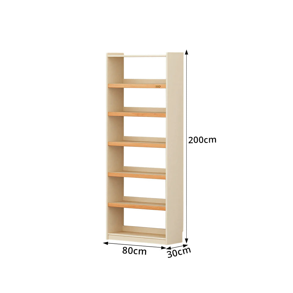 LIVARA 80cm Slim Solid Wood Bookshelf with Open Shelves and No Back Panel for Study Bedroom and Small Spaces