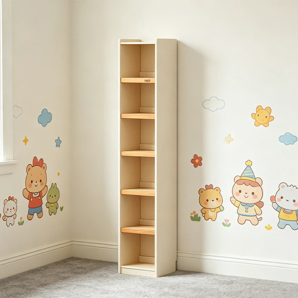 LIVARA 40cm Slim Solid Wood Bookshelf with Open Shelves and Back Panel for Study Bedroom and Small Spaces