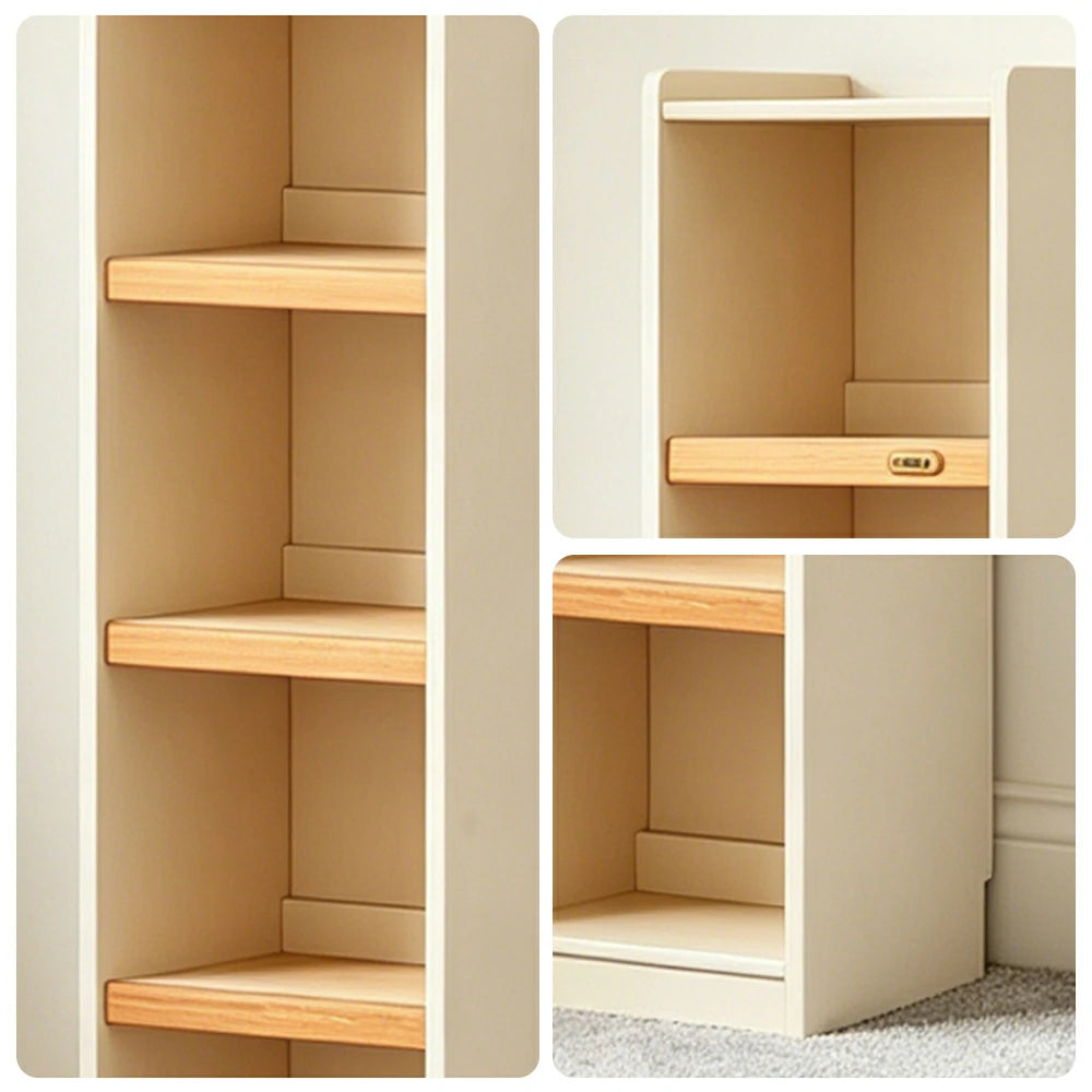 LIVARA 40cm Slim Solid Wood Bookshelf with Open Shelves and Back Panel for Study Bedroom and Small Spaces
