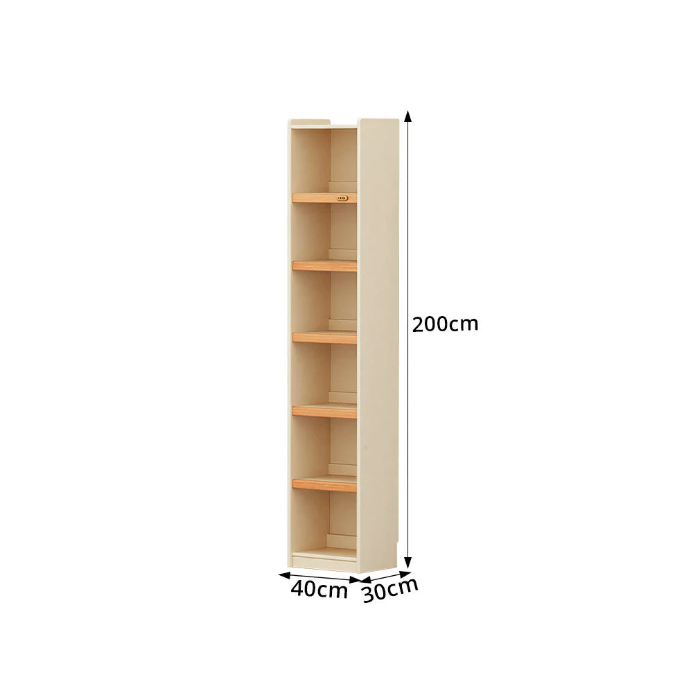 LIVARA 40cm Slim Solid Wood Bookshelf with Open Shelves and Back Panel for Study Bedroom and Small Spaces