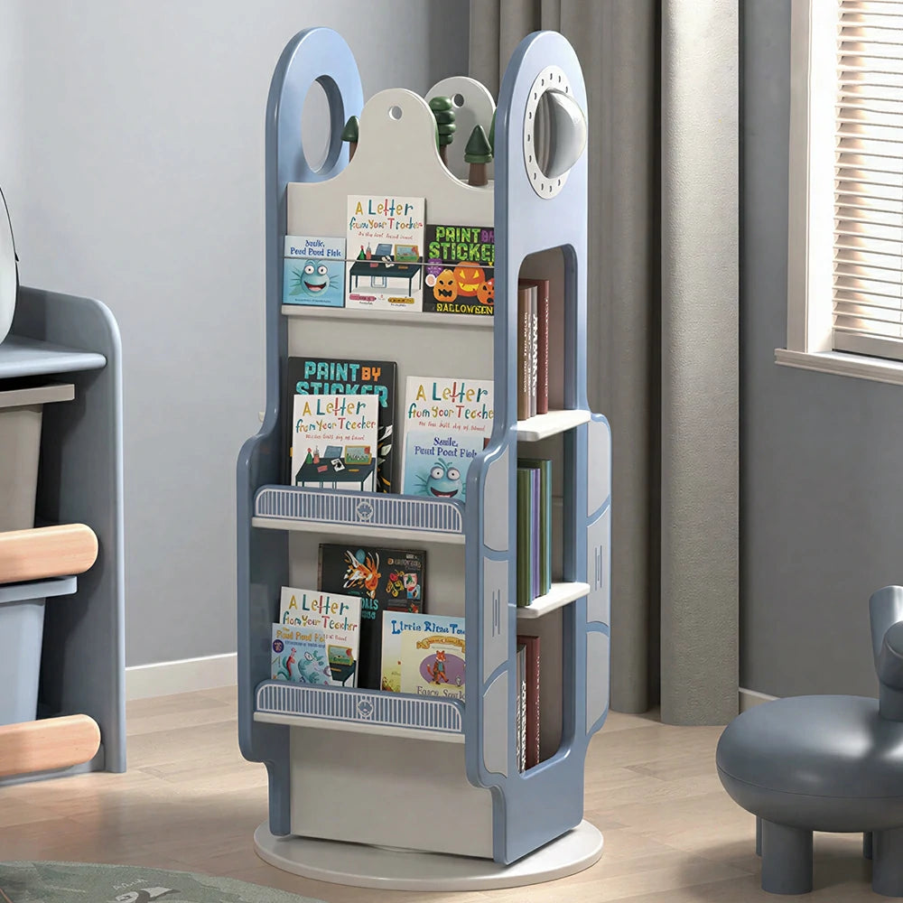 LIVARA Rotating Kids Bookshelf with 360 Degree Smooth Rotation and Rounded Edges for Kids Room and Reading Corner