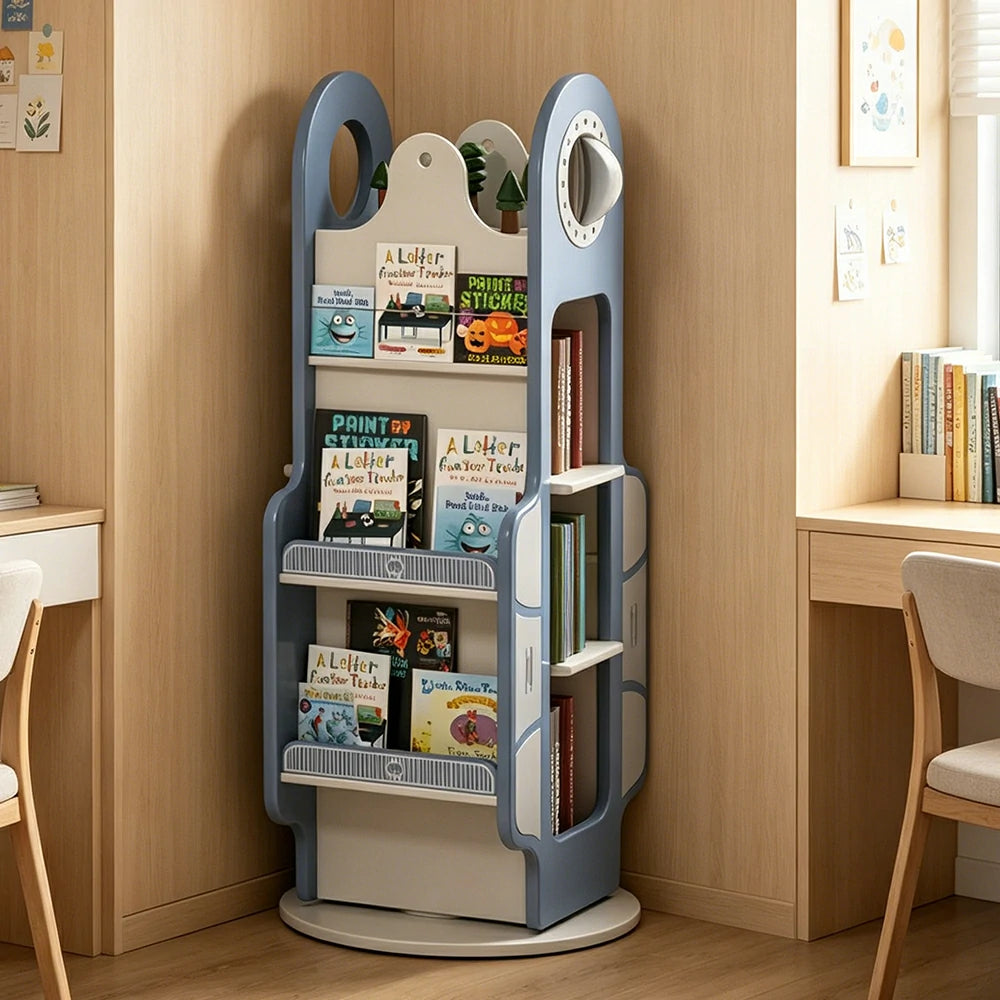 LIVARA Rotating Kids Bookshelf with 360 Degree Smooth Rotation and Rounded Edges for Kids Room and Reading Corner