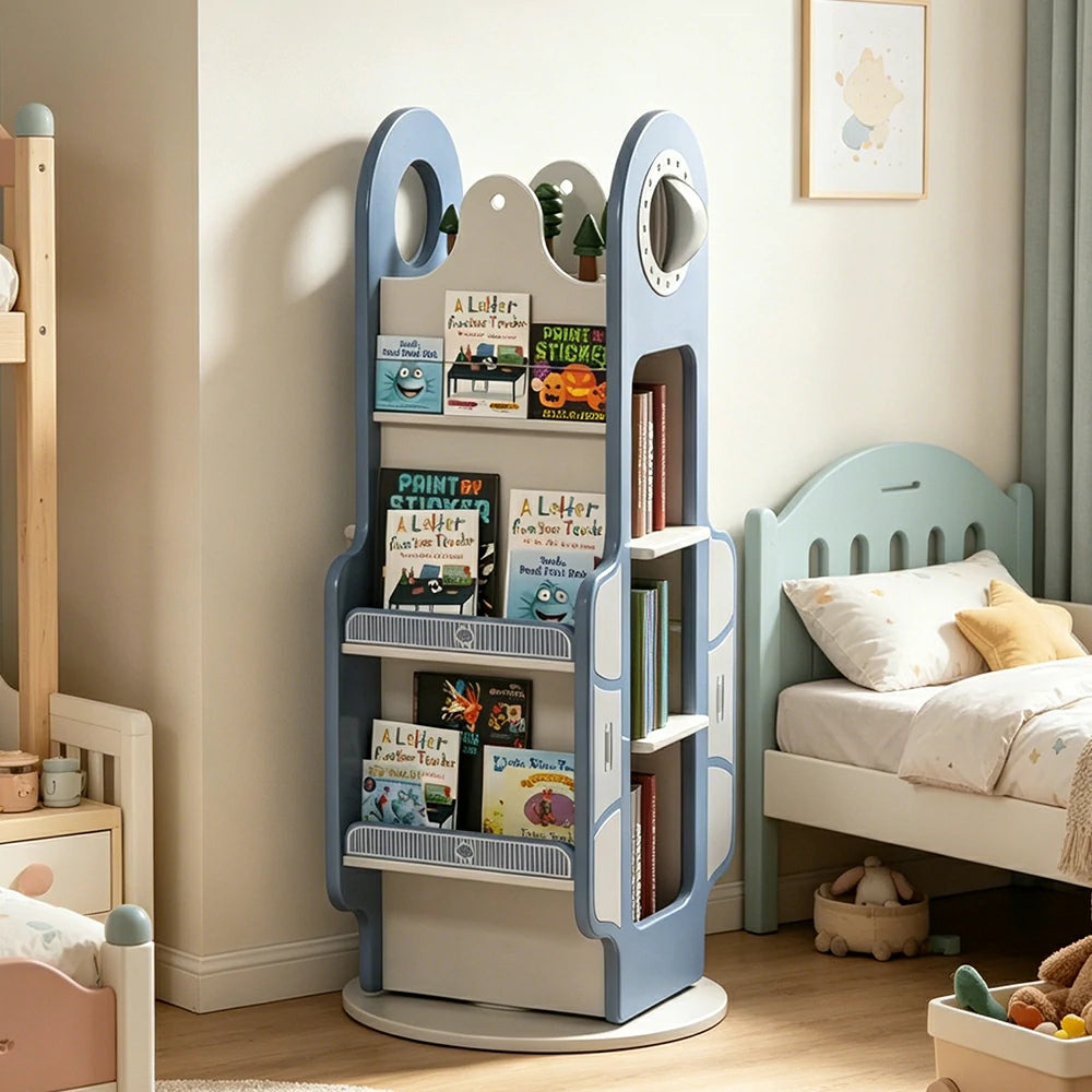 LIVARA Rotating Kids Bookshelf with 360 Degree Smooth Rotation and Rounded Edges for Kids Room and Reading Corner
