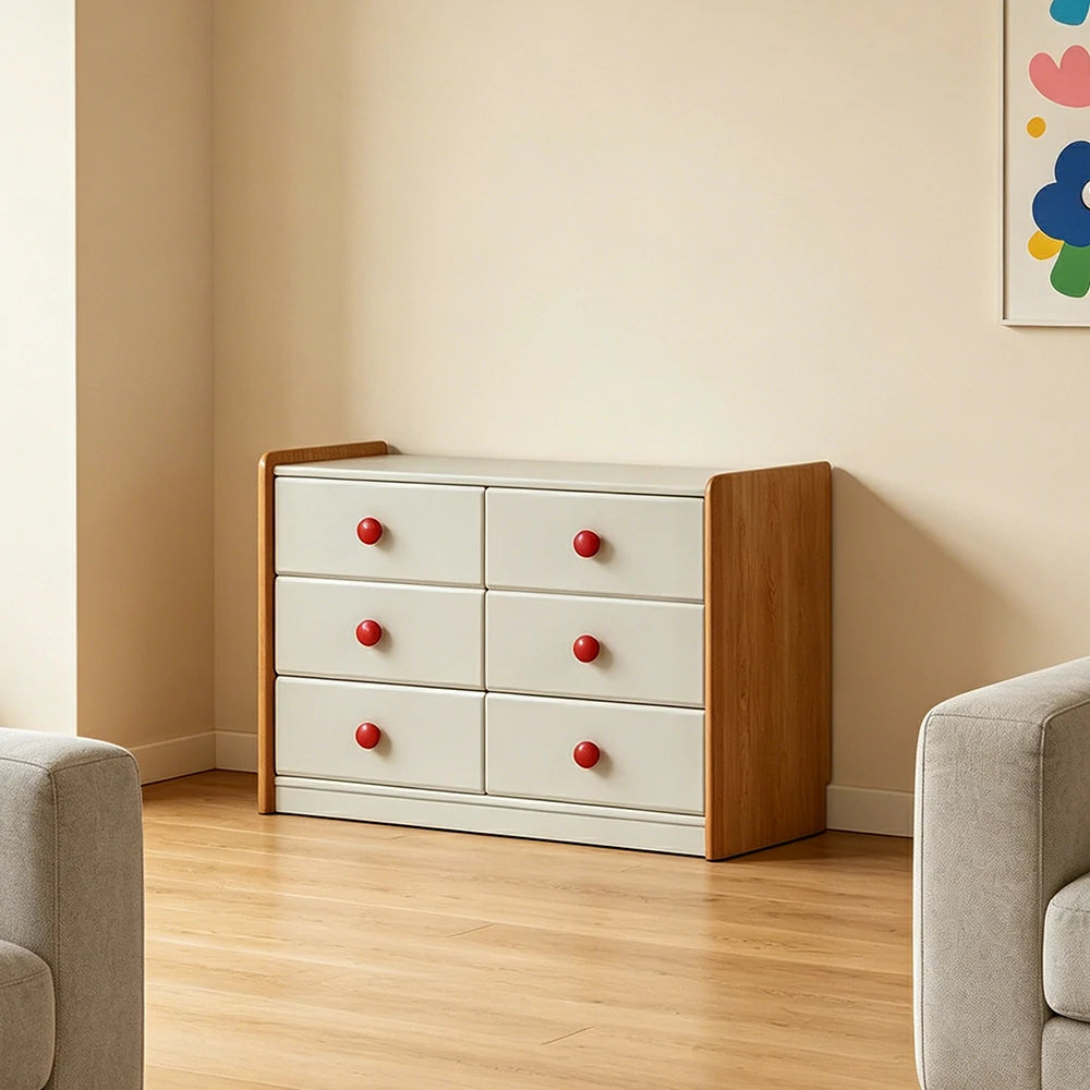 LIVARA Kids Storage Chest with Large Drawers and Anti-pinch Rails 6-Drawer Cabinet for Kids Room and Nursery