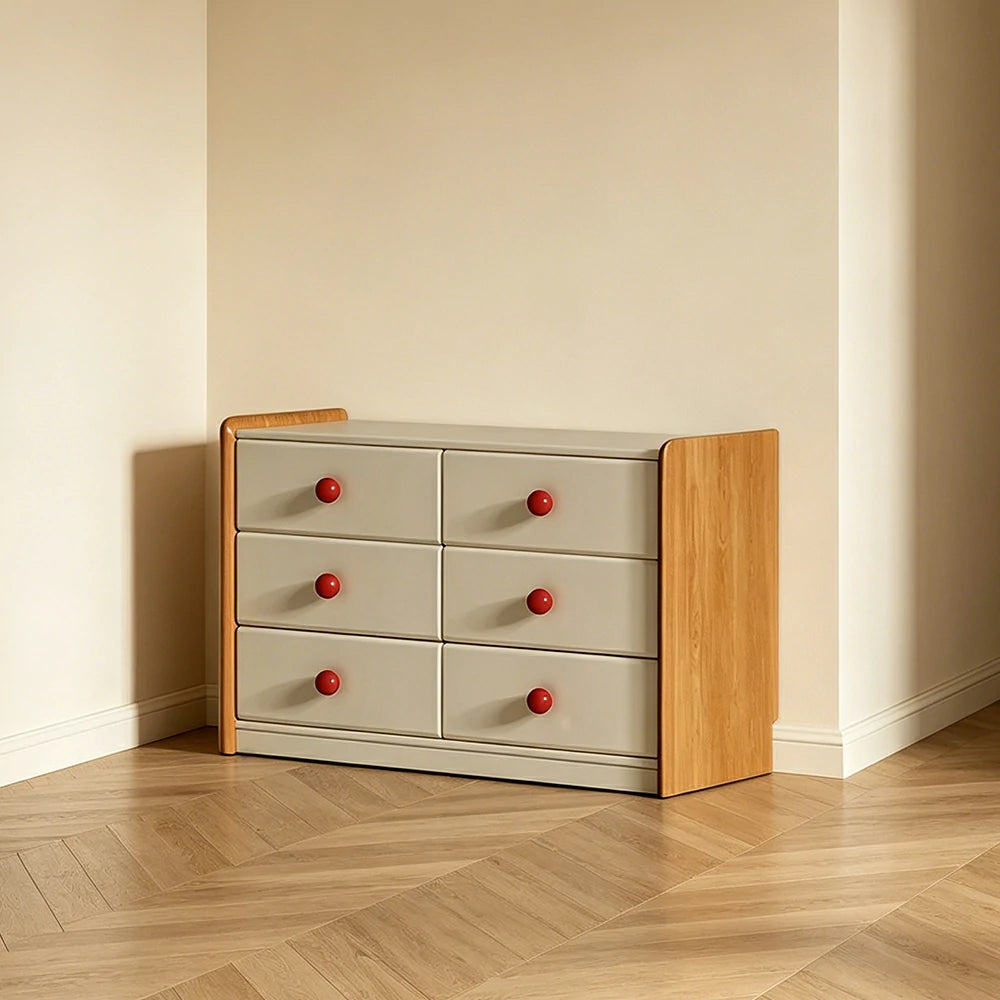 LIVARA Kids Storage Chest with Large Drawers and Anti-pinch Rails 6-Drawer Cabinet for Kids Room and Nursery