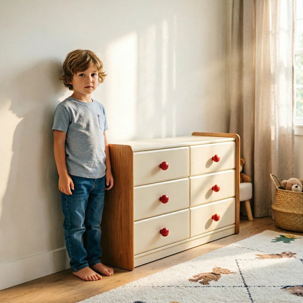 LIVARA Kids Storage Chest with Large Drawers and Anti-pinch Rails 6-Drawer Cabinet for Kids Room and Nursery