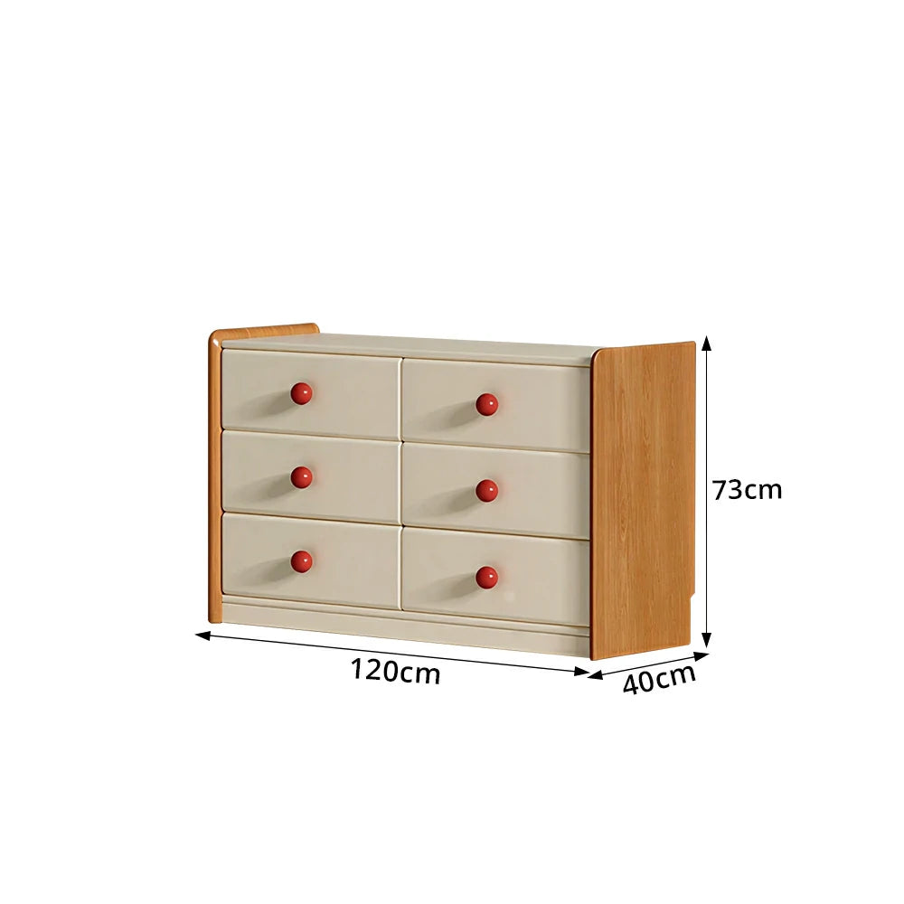 LIVARA Kids Storage Chest with Large Drawers and Anti-pinch Rails 6-Drawer Cabinet for Kids Room and Nursery