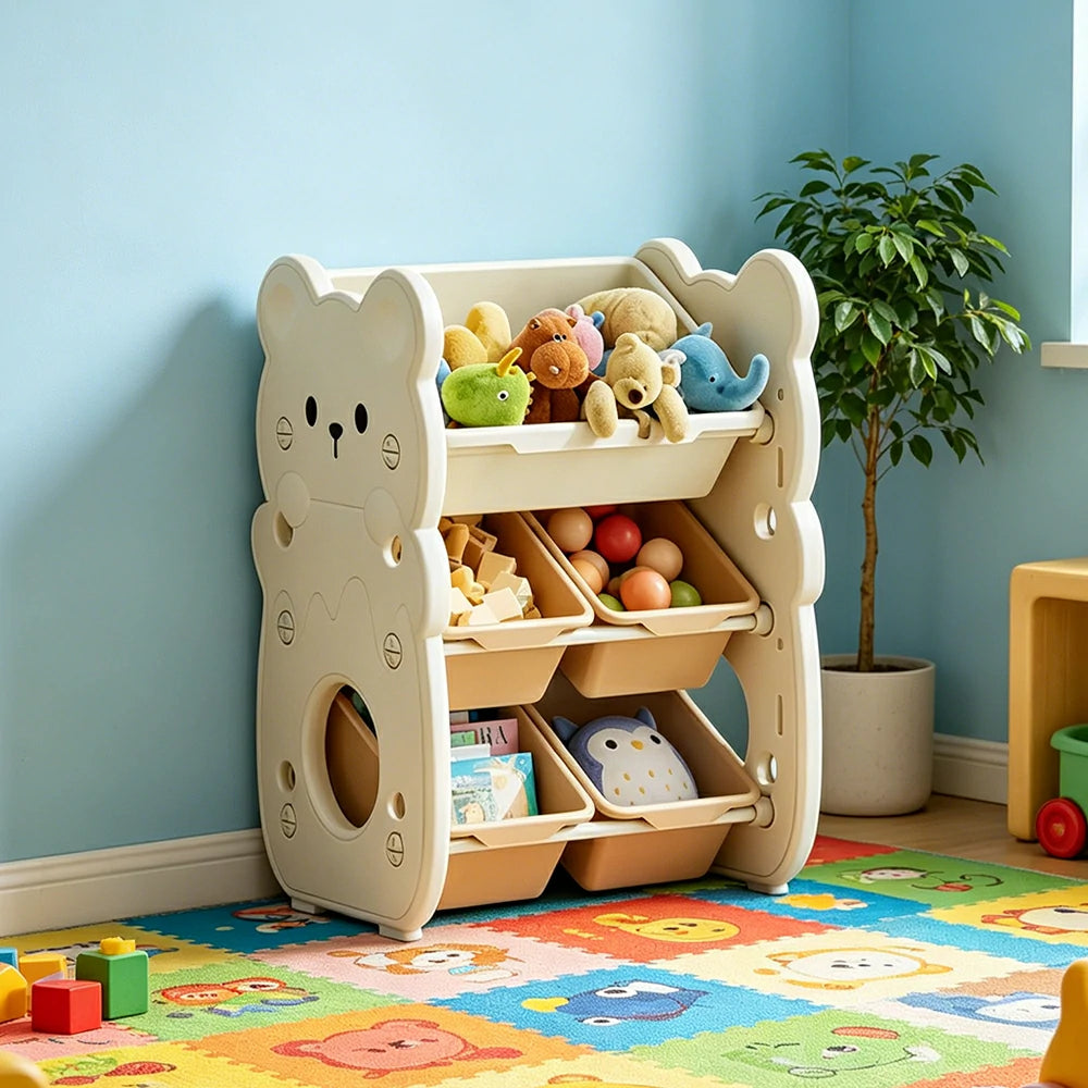 LIVARA Kids Toy Storage Rack with Dual Storage Modes and HDPE Material 45cm for Kids Room and Playroom - White