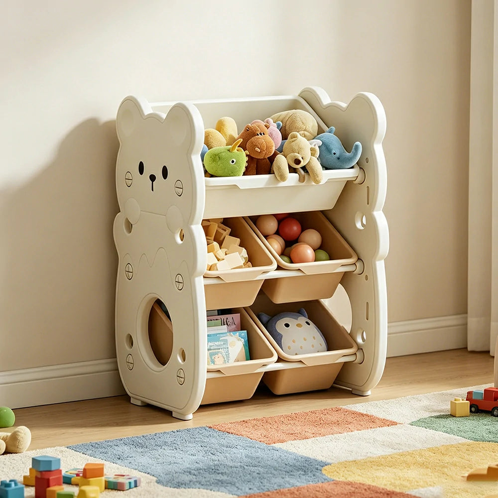 LIVARA Kids Toy Storage Rack with Dual Storage Modes and HDPE Material 45cm for Kids Room and Playroom - White