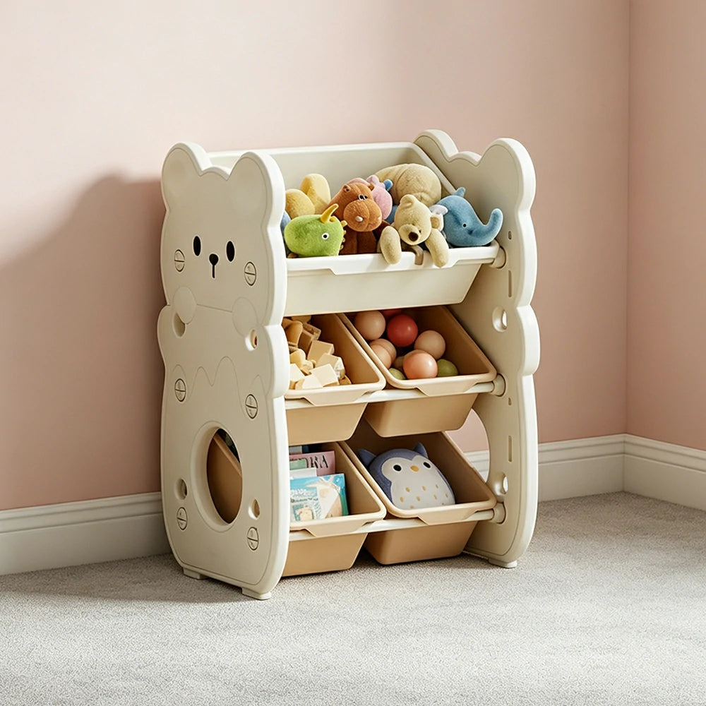 LIVARA Kids Toy Storage Rack with Dual Storage Modes and HDPE Material 45cm for Kids Room and Playroom - White