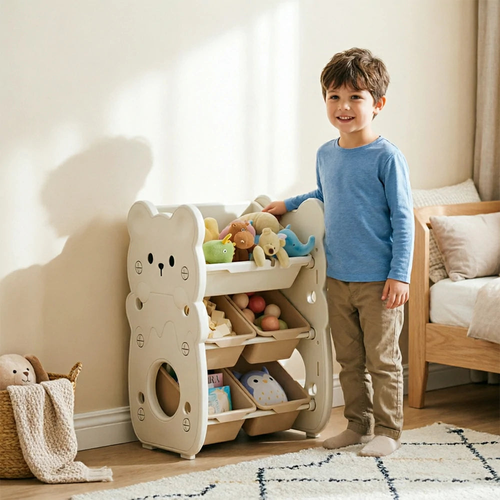 LIVARA Kids Toy Storage Rack with Dual Storage Modes and HDPE Material 45cm for Kids Room and Playroom - White