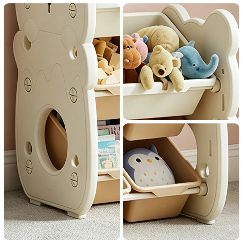 LIVARA Kids Toy Storage Rack with Dual Storage Modes and HDPE Material 45cm for Kids Room and Playroom - White
