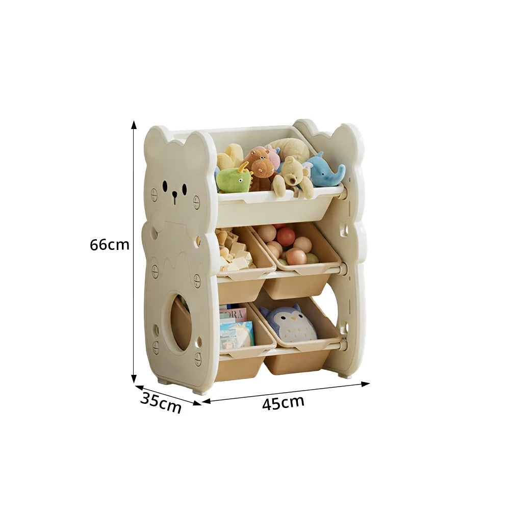 LIVARA Kids Toy Storage Rack with Dual Storage Modes and HDPE Material 45cm for Kids Room and Playroom - White