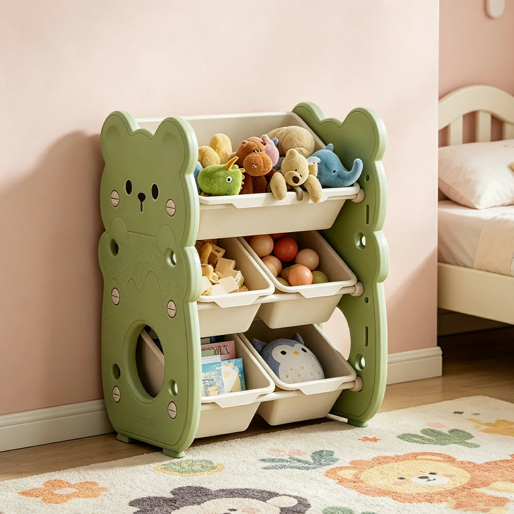 LIVARA Kids Toy Storage Rack with Dual Storage Modes and HDPE Material 45cm for Kids Room and Playroom - Green