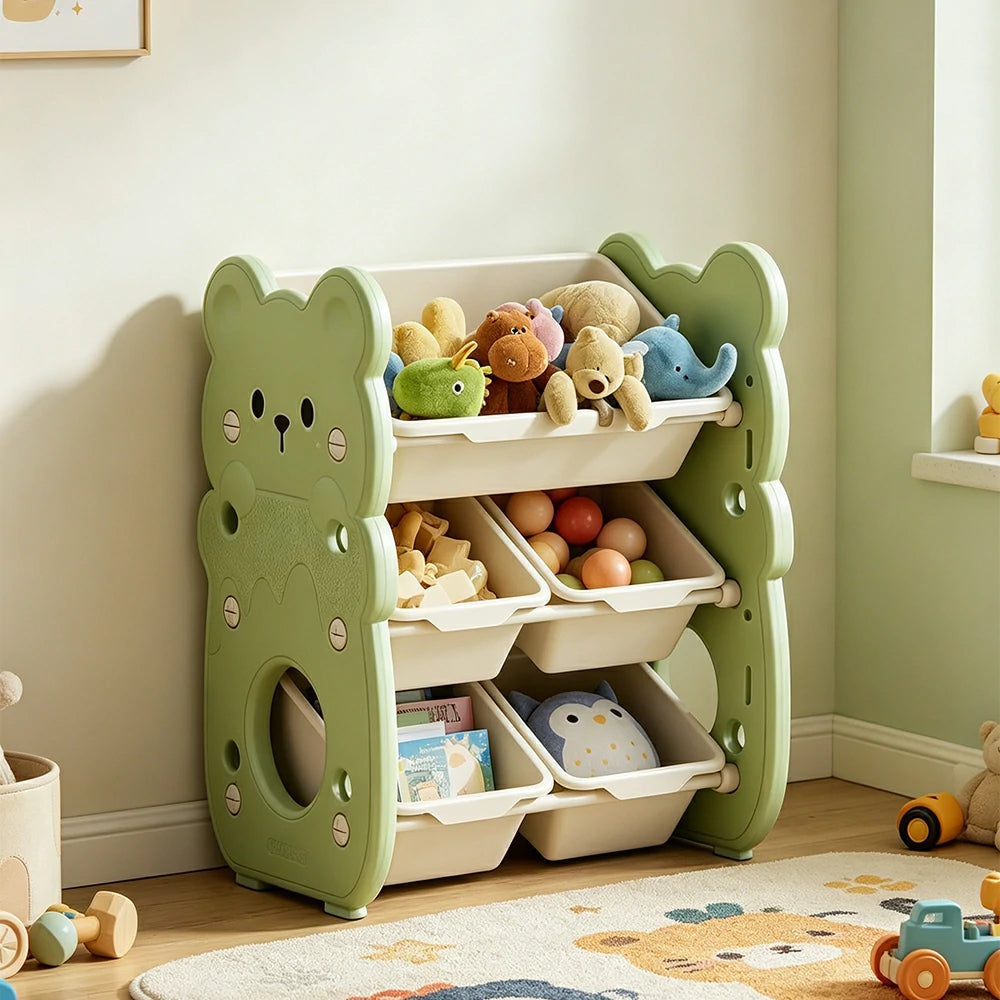 LIVARA Kids Toy Storage Rack with Dual Storage Modes and HDPE Material 45cm for Kids Room and Playroom - Green