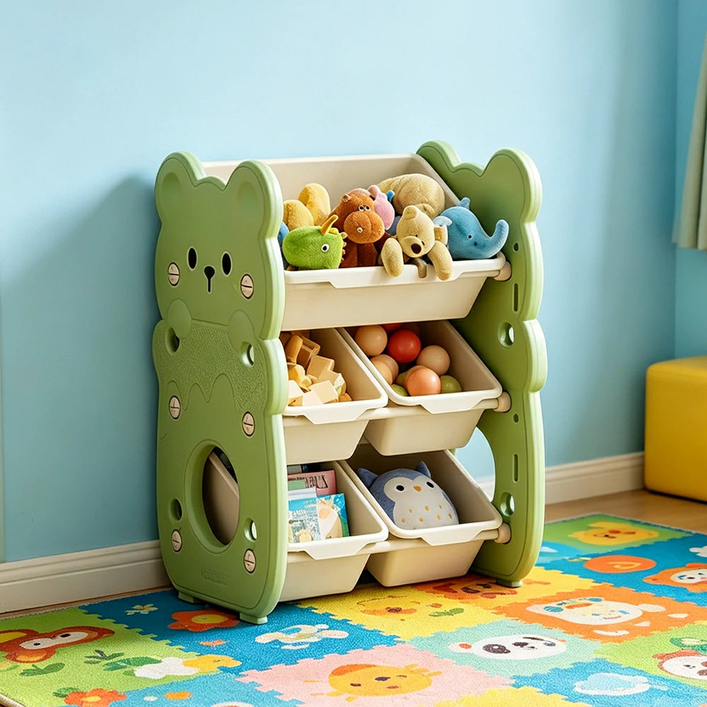 LIVARA Kids Toy Storage Rack with Dual Storage Modes and HDPE Material 45cm for Kids Room and Playroom - Green