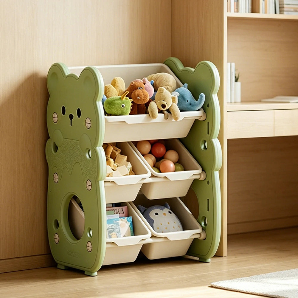 LIVARA Kids Toy Storage Rack with Dual Storage Modes and HDPE Material 45cm for Kids Room and Playroom - Green