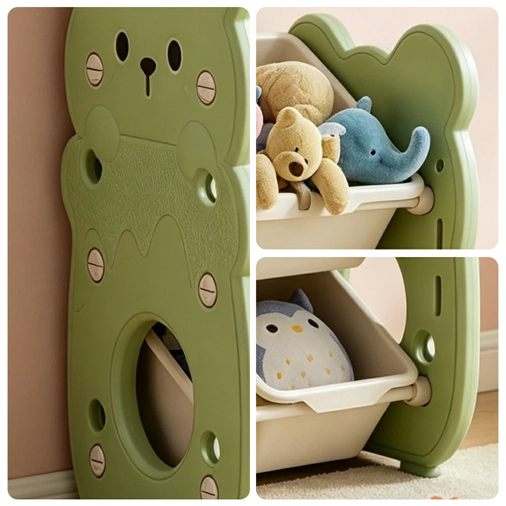 LIVARA Kids Toy Storage Rack with Dual Storage Modes and HDPE Material 45cm for Kids Room and Playroom - Green