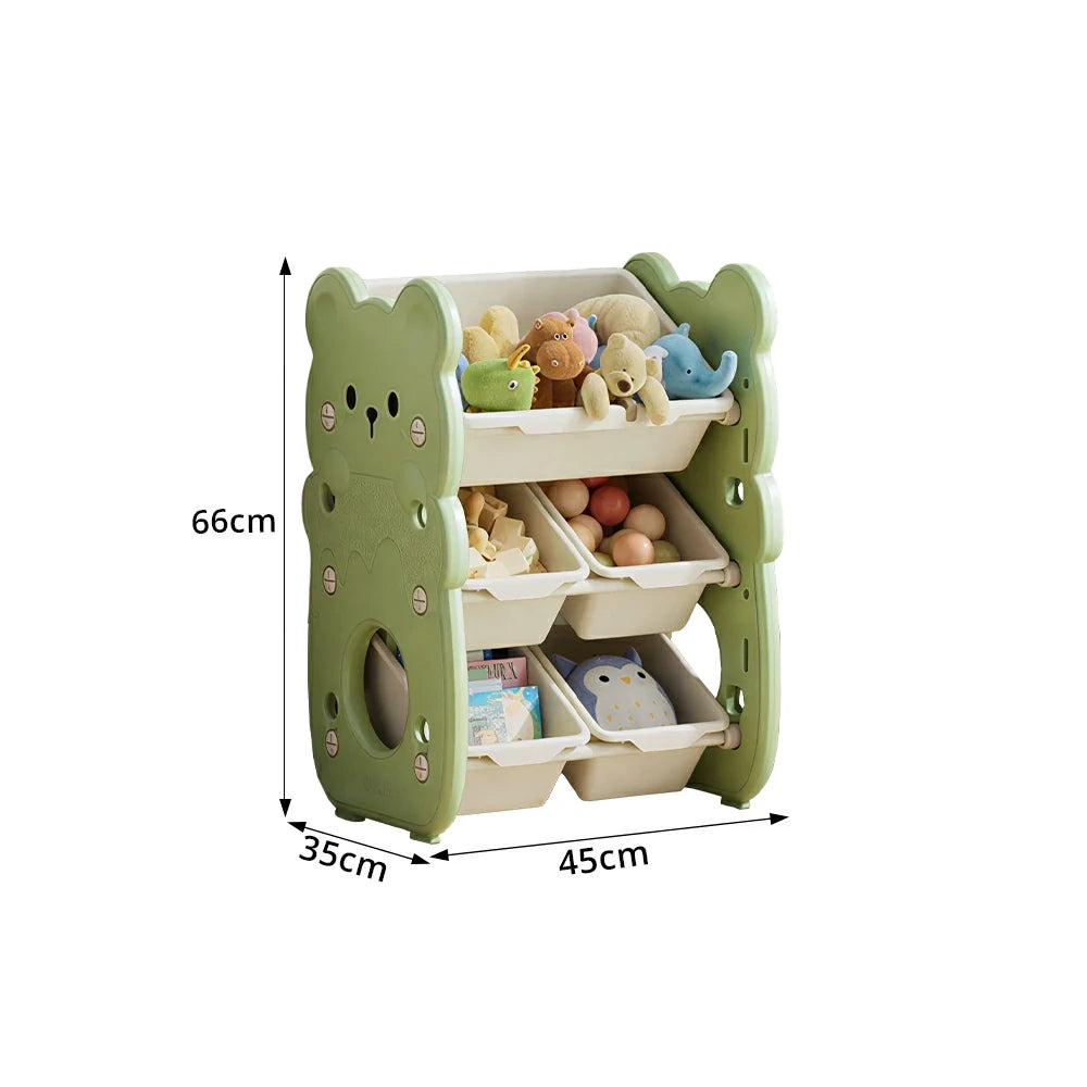 LIVARA Kids Toy Storage Rack with Dual Storage Modes and HDPE Material 45cm for Kids Room and Playroom - Green