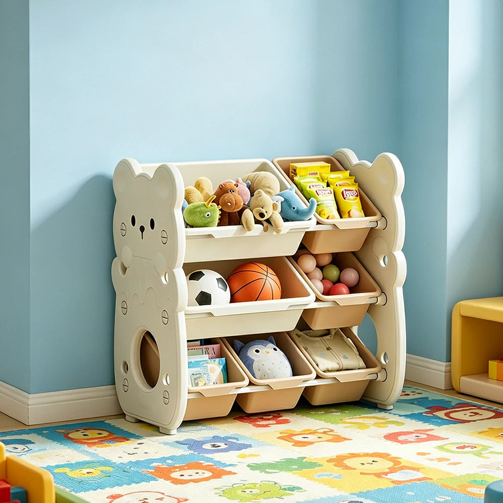 LIVARA Kids Toy Storage Rack with Dual Storage Modes and HDPE Material 64.5cm for Kids Room and Playroom - White